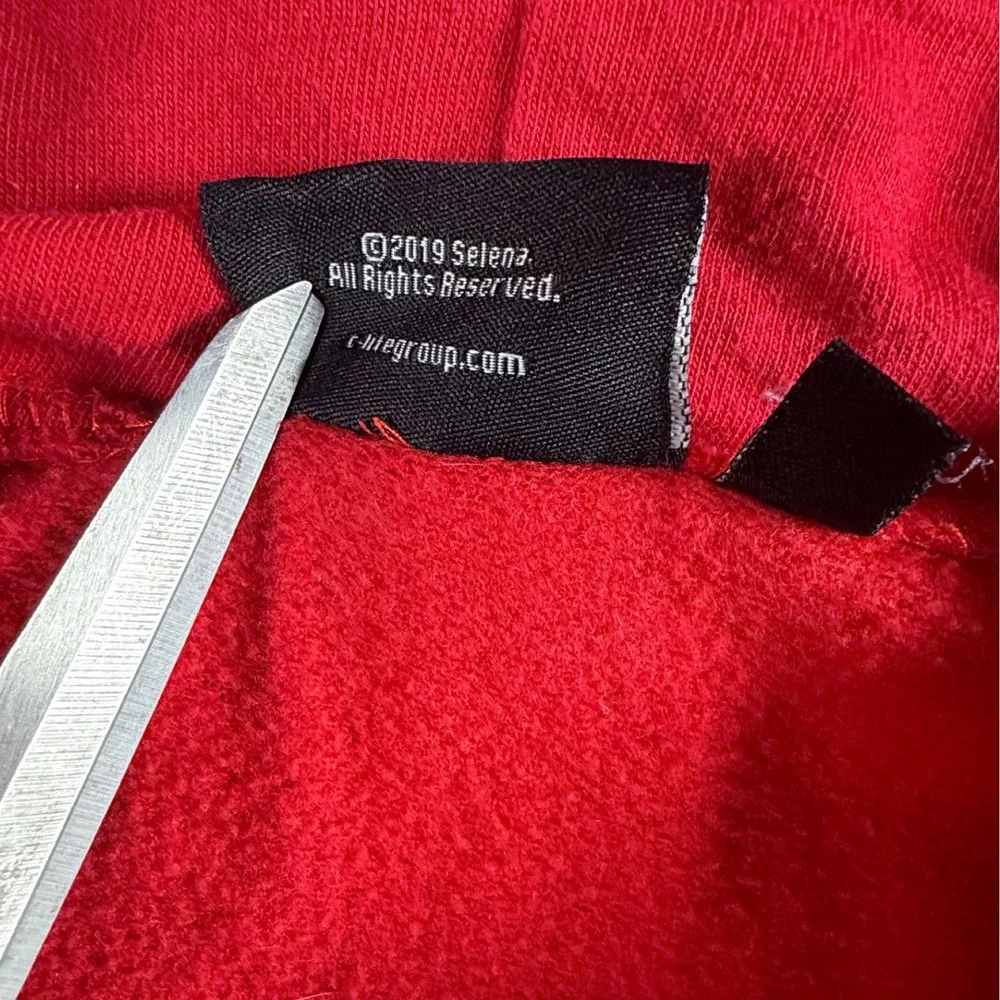 Selena Quintanilla Official Red Quarter Zip‎ Cropped Hoodie Graphic Back Large